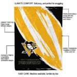 pittsburgh penguins brushstrokes yellow white blanket best selling