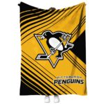 pittsburgh penguins diagonal stripes yellow blanket best selling
