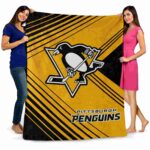 pittsburgh penguins diagonal stripes yellow blanket best selling