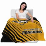 pittsburgh penguins diagonal stripes yellow blanket best selling