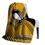 pittsburgh penguins diagonal stripes yellow blanket best selling