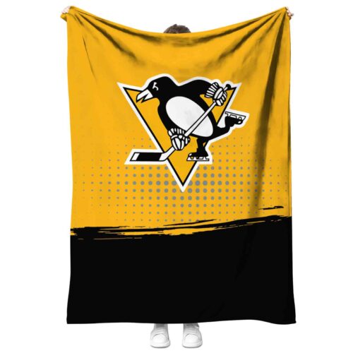 pittsburgh penguins gradient dots yellow blanket best selling