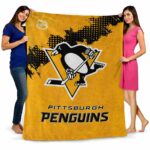 pittsburgh penguins grunge texture yellow blanket best selling