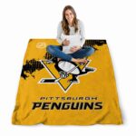 pittsburgh penguins grunge texture yellow blanket best selling