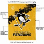 pittsburgh penguins grunge texture yellow blanket best selling