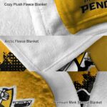 pittsburgh penguins grunge texture yellow blanket best selling