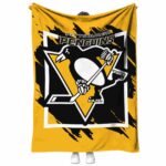pittsburgh penguins splatter effect yellow blanket best selling