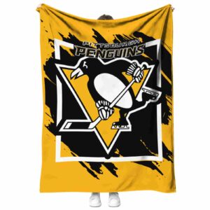 pittsburgh penguins splatter effect yellow blanket best selling