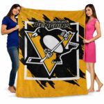 pittsburgh penguins splatter effect yellow blanket best selling