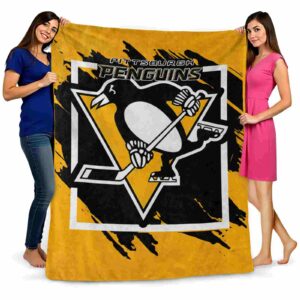 pittsburgh penguins splatter effect yellow blanket fashion forward