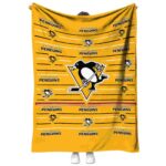 pittsburgh penguins striped pattern yellow blanket best selling