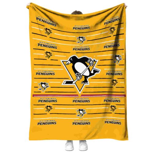 pittsburgh penguins striped pattern yellow blanket best selling