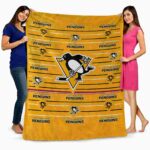 pittsburgh penguins striped pattern yellow blanket best selling