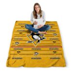 pittsburgh penguins striped pattern yellow blanket best selling