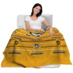 pittsburgh penguins striped pattern yellow blanket best selling