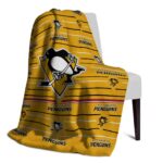 pittsburgh penguins striped pattern yellow blanket best selling