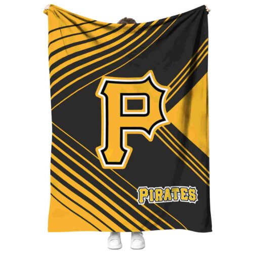 pittsburgh pirates diagonal stripes black blanket best selling
