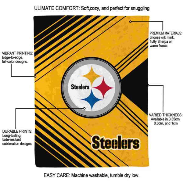 pittsburgh steelers diagonal stripes gold blanket new arrival