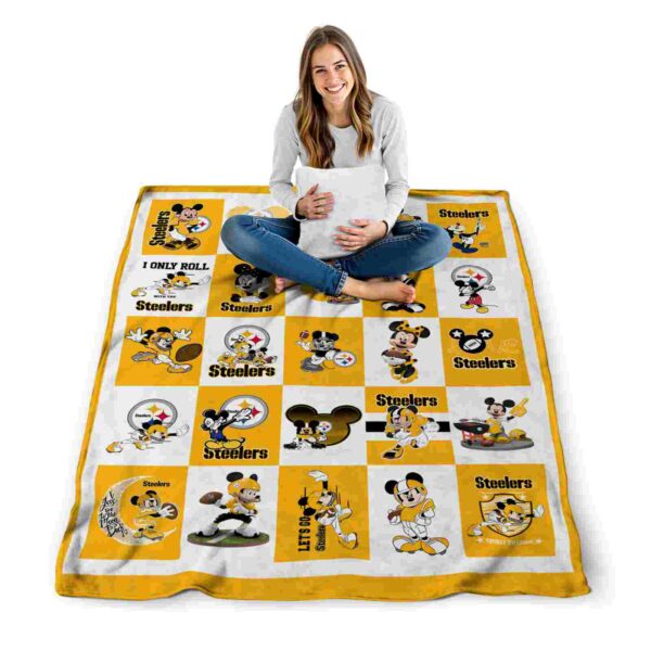 pittsburgh steelers mickey minnie gold white blanket high quality