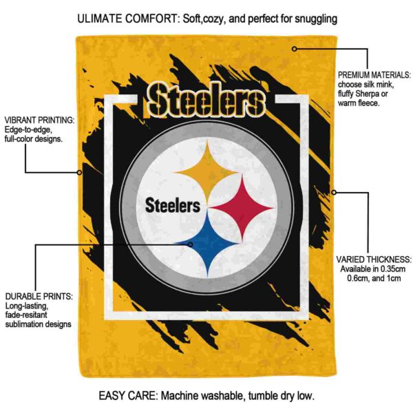 pittsburgh steelers splatter effect gold blanket new arrival