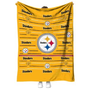 pittsburgh steelers striped pattern gold blanket best selling