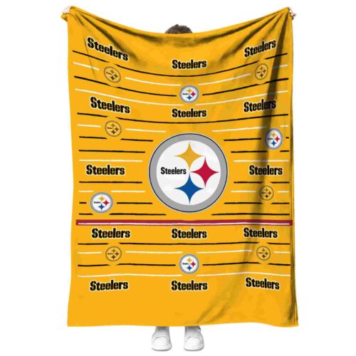 pittsburgh steelers striped pattern gold blanket best selling
