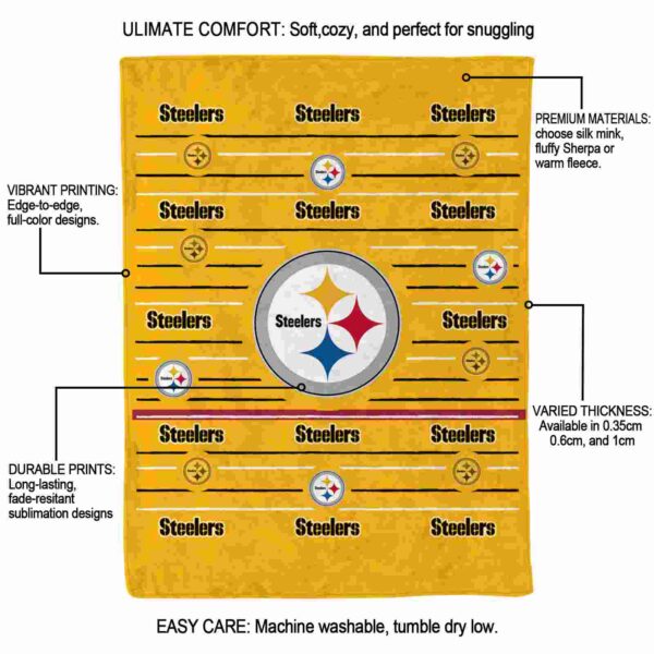 pittsburgh steelers striped pattern gold blanket new arrival