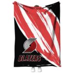 portland trail blazers brushstrokes red white blanket best selling