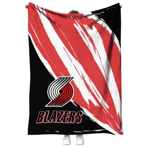 portland trail blazers brushstrokes red white blanket best selling