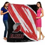 portland trail blazers brushstrokes red white blanket best selling