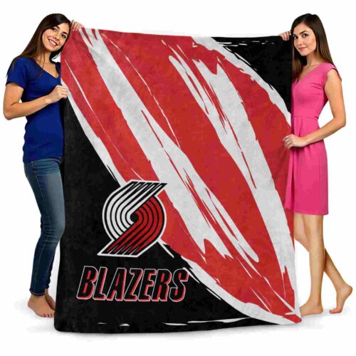 portland trail blazers brushstrokes red white blanket fashion forward