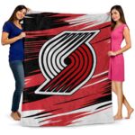 portland trail blazers paint streaks red white blanket best selling