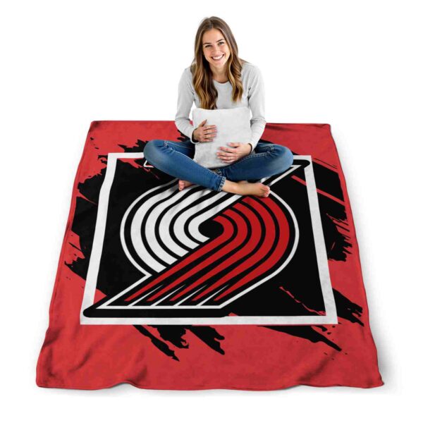 portland trail blazers splatter effect red blanket high quality