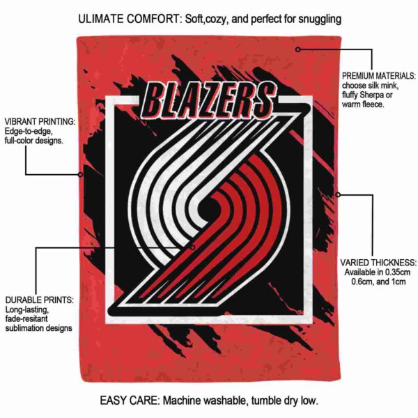 portland trail blazers splatter effect red blanket new arrival