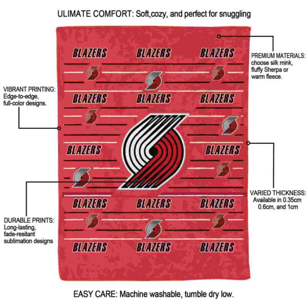 portland trail blazers striped pattern red blanket new arrival