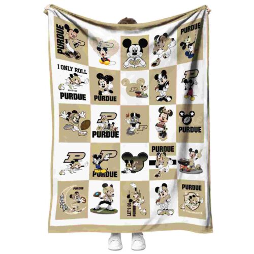 purdue boilermakers mickey minnie gold white blanket best selling
