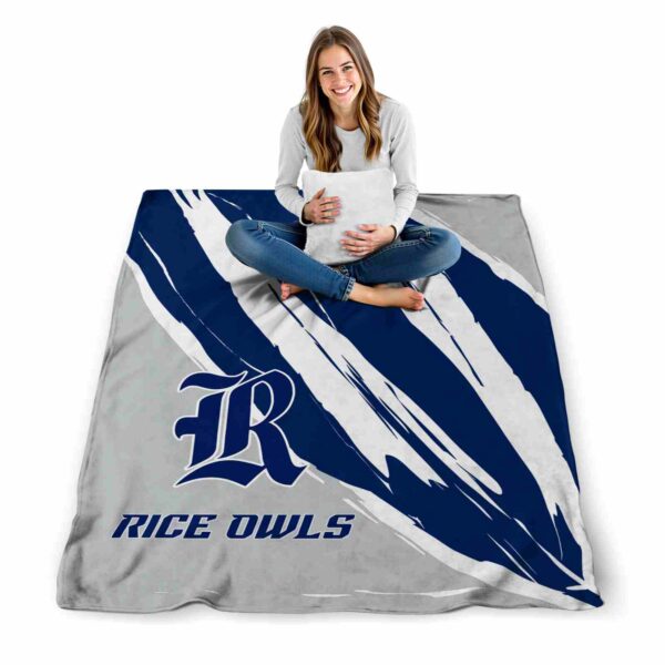 rice owls brushstrokes navy blue white blanket high quality
