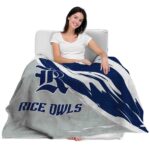 rice owls brushstrokes navy blue white blanket latest model