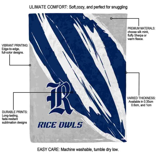 rice owls brushstrokes navy blue white blanket new arrival