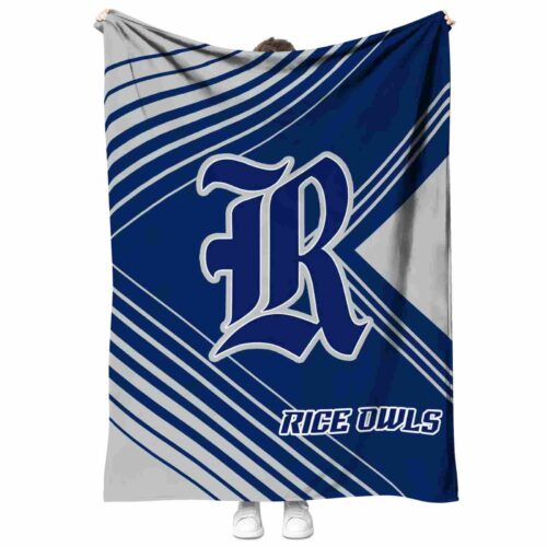 rice owls diagonal stripes navy blue blanket best selling