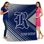 rice owls diagonal stripes navy blue blanket best selling