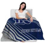 rice owls diagonal stripes navy blue blanket best selling
