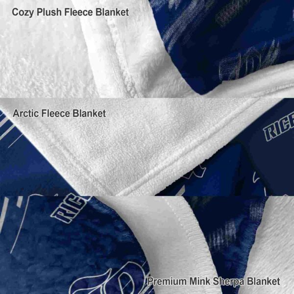 rice owls fan spirit navy blue blanket premium grade