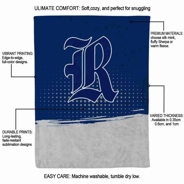rice owls gradient dots navy blue blanket new arrival
