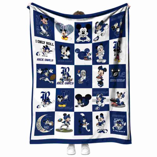 rice owls mickey minnie navy blue white blanket best selling