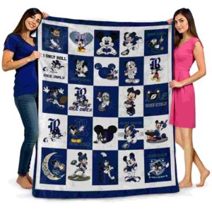 rice owls mickey minnie navy blue white blanket fashion forward