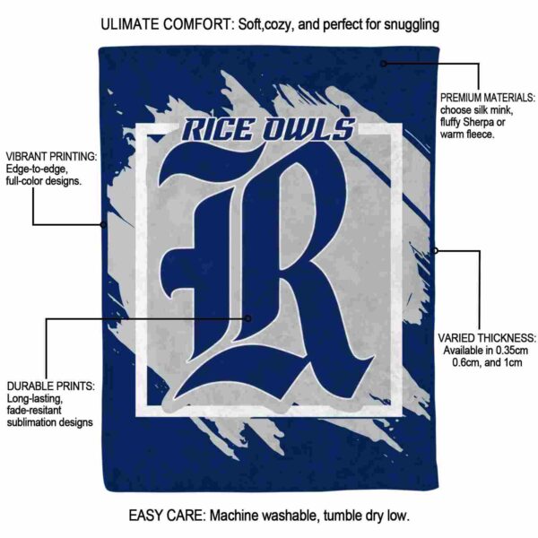 rice owls splatter effect navy blue blanket new arrival