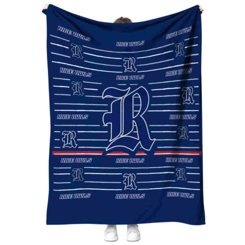 rice owls striped pattern navy blue blanket best selling
