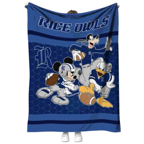 rice owls three musketeers navy blue blanket best selling