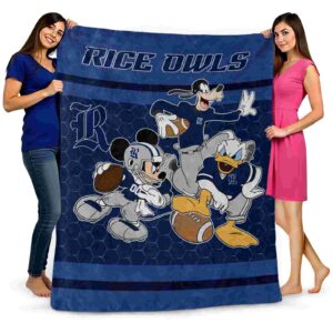 rice owls three musketeers navy blue blanket fashion forward
